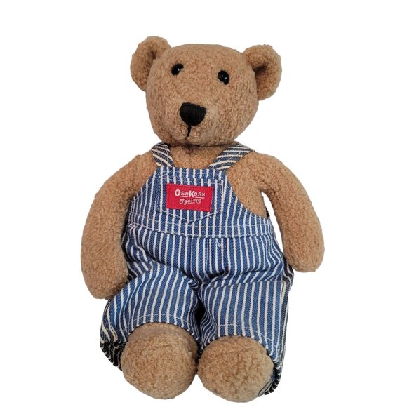 Vintage Oshkosh B'Gosh brown teddy bear W/ overalls stuffed animal plus to 11" - Picture 6 of 6